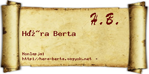 Héra Berta névjegykártya